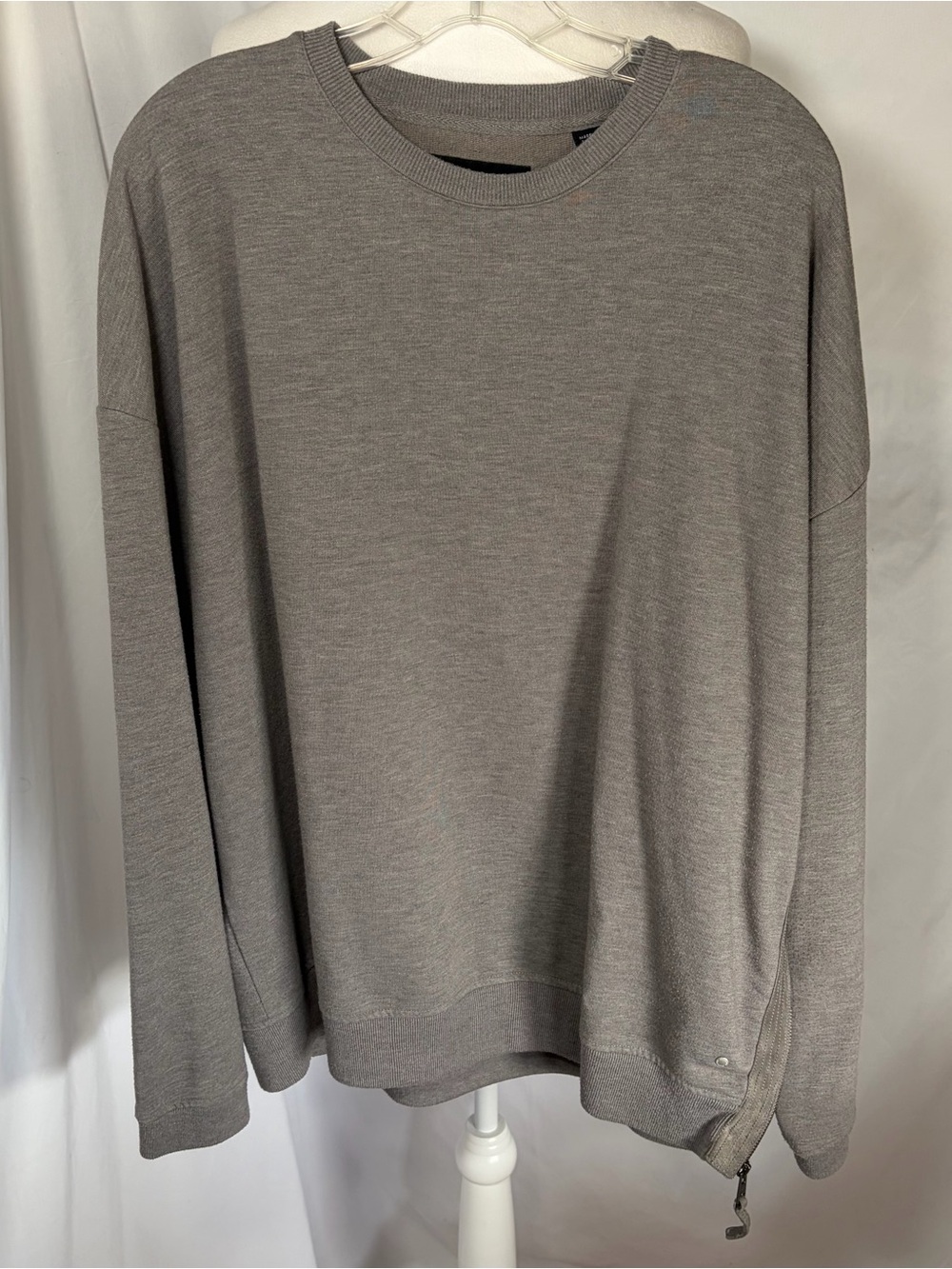 All Saints Men's Aika Oversized Crewneck Sweatshirt Gray XL Minimalist Neutral